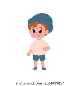 child vector illustration of child boy . cheerful children