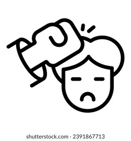 Vector de contorno de icono de violencia infantil. Abuso estudiantil. Problema de estrés