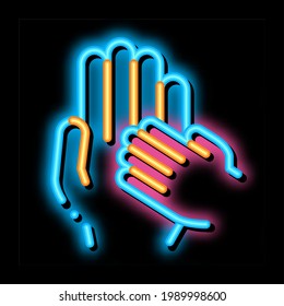 Child Volunteers Support neon light sign vector. Glowing bright icon transparent symbol illustration