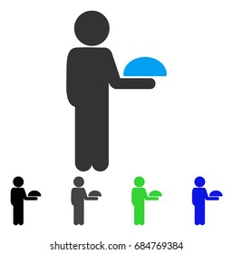 Child Waiter flat vector pictograph. Colored child waiter gray, black, blue, green pictogram variants. Flat icon style for web design.