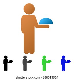 Child Waiter flat vector pictograph. Colored child waiter gradient, gray, black, blue, green pictogram versions. Flat icon style for application design.
