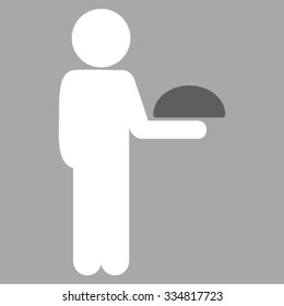 Child Waiter vector icon. Style is bicolor flat symbol, dark gray and white colors, rounded angles, silver background.