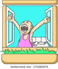 a child wakes up in the morning