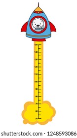 child wall meter. Bear on a rocket