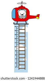 child wall meter. Bear piloting a helicopter