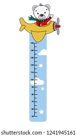 child wall meter. Bear piloting a plane