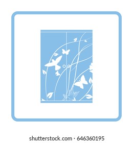 Child wardrobe icon. Blue frame design. Vector illustration.