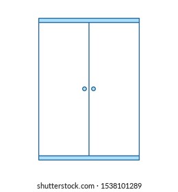 Child Wardrobe Icon. Thin Line With Blue Fill Design. Vector Illustration.