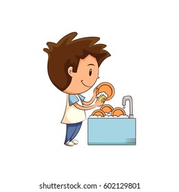 Child Washing Dishes