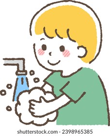 A child washing his hands. Infection prevention.