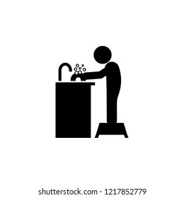 child,  washing icon. Element of glyph self independent child icon for mobile concept and web apps. Glyph child,  washing icon can be used for web and mobile