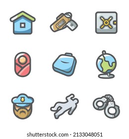 Juego de iconos para niños y armas. Ilustración vectorial.