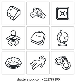 Child and weapons icons. Vector Illustration.