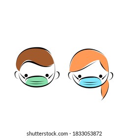 Kind mit Gesichtsmaske, Vektorgrafik