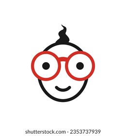The child is wearing large glasses with round lenses.