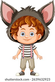 A child wearing a playful animal-themed outfit