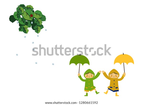 child wearing raincoat illustration rainy seasonseasonal stock vector royalty free 1280661592 shutterstock