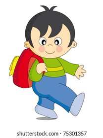 Child who goes to school with a backpack