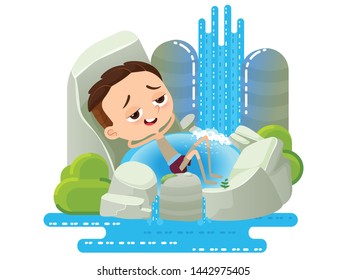 child who relaxes in the stream