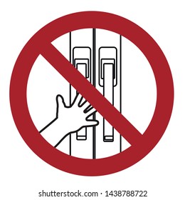 Child in the window,prohibiting sign.Child in danger.Vector image.