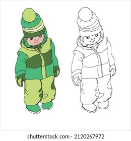Child in winter clothes with a hat