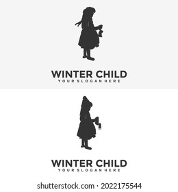 child winter logo design template illustration vector