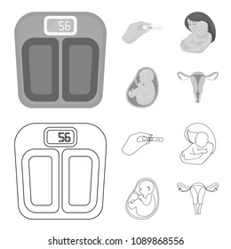 Child in the womb, scales, test. Pregnancy set collection icons in outline,monochrome style vector symbol stock illustration web.