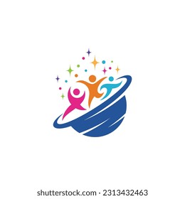 Child world colorful logo, Cheerful kids icon vector