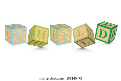 CHILD written with alphabet blocks - vector illustration