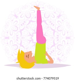 Child yoga. Vector. Cartoon. Isolated art. Flat