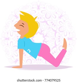 Child yoga. Vector. Cartoon. Isolated art. Flat