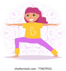 Child yoga. Vector. Cartoon. Isolated art. Flat