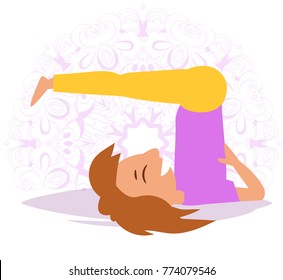 Child yoga. Vector. Cartoon. Isolated art. Flat