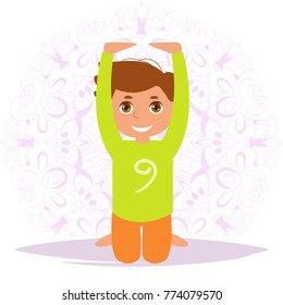 Child yoga. Vector. Cartoon. Isolated art. Flat