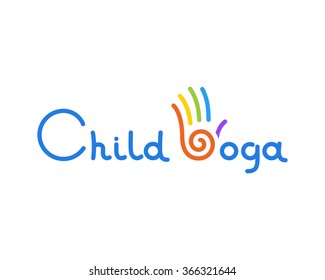 Child yoga vector icon with colorful stylized hand.