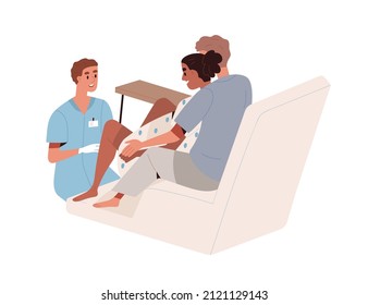 Childbirth with partner in hospital. Baby delivery with obstetrician and husband. Pregnant woman with companion during labor, child birth. Flat graphic vector illustration isolated on white background