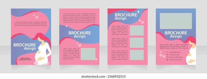 Childbirth preparation blank brochure design. Template set with copy space for text. Premade corporate reports collection. Editable 4 paper pages. Rounded Mplus 1c Bold, Nunito Light fonts used