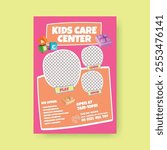 Childcare center, daycare center, babysitter services, preschool, kindergarten, nursery, kids school print flyer or poster template design, 
suitable for Nanny Services leaflet brochure cover design