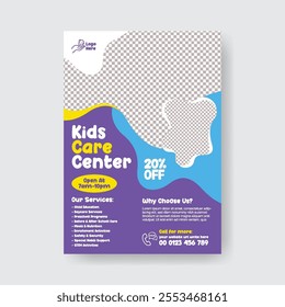 Childcare center and daycare editable print flyer or poster template,
Babysitter or Nanny Services vertical flyer, poster, leaflet, brochure cover design 