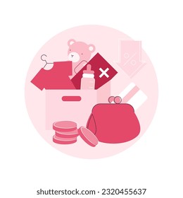 Ilustración vectorial conceptual abstracta de los gastos de cuidado infantil. Crédito fiscal para el cuidado del niño, presupuesto familiar, dinero para el cuidado del niño, gastos de guardería, cálculo y deducción, metáfora abstracta del plan financiero.
