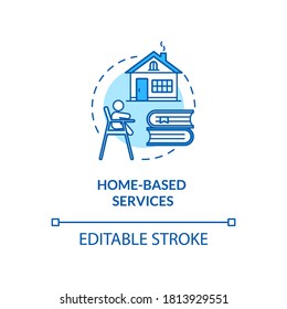 Childcare Homebased Services Concept Icon. Early Childhood Education. Preschool Home Teacher Idea Thin Line Illustration. Vector Isolated Outline RGB Color Drawing. Editable Stroke