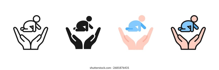 Kinderbetreuung-Symbolpaket in mehreren Stilen