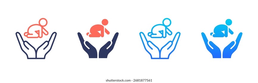 Kinderbetreuung-Symbolpaket in mehreren Stilen