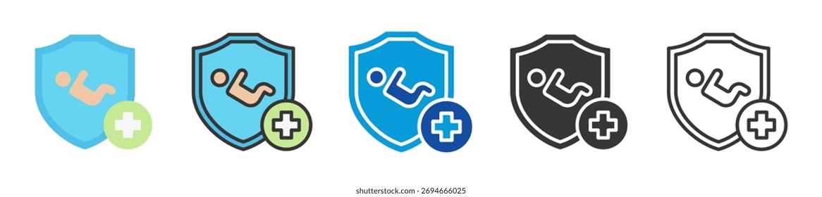 childcare icon set multi style various collection