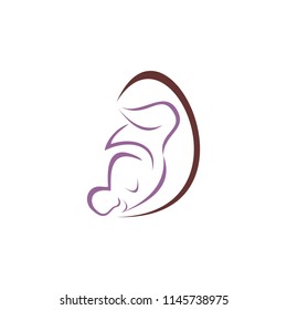 childcare logo maternity abstract purple outline mom and baby design template