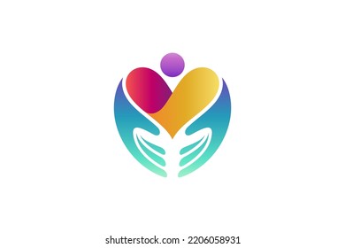 Childcare Logo Template, Hand Care Vector Icon