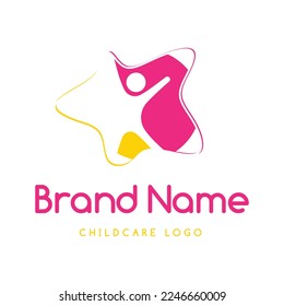 Childcare logo template, happy family