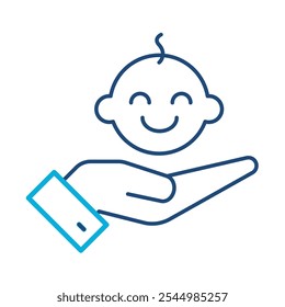 Childcare Options Icon – Hand with Baby, Representing Family Support, Parental Assistance, and Work-Life Balance