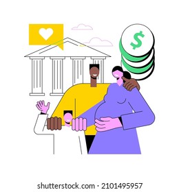Childcare subsidy abstract concept vector illustration. Child care financial help, daycare subsidy application, rebate program, subsidized preschool, family payment assistance abstract metaphor.