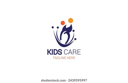 Childcare vector logo with alternative colors and business card template